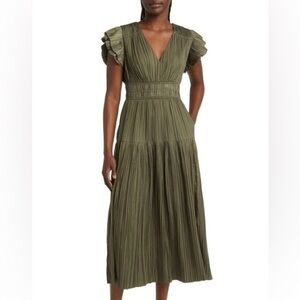 Green Moon River Plisse Bridesmaid Dress